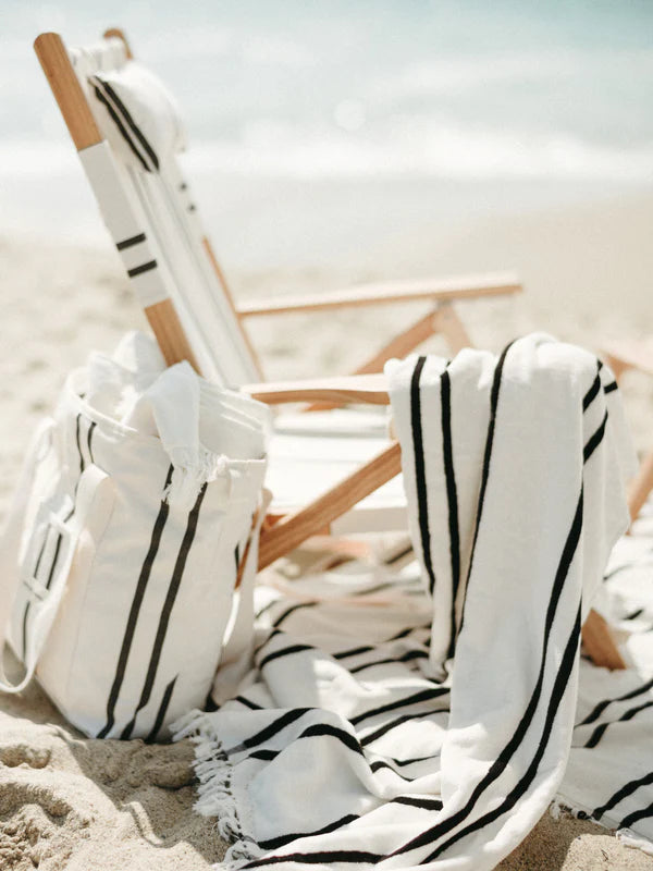 THE BEACH TOWEL in Black Two Stripe from Business & Pleasure Co