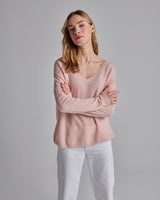 ANGELE V NECK KNIT in Blush from Absolute Cashmere