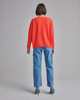 ANGELE V NECK KNIT in Corail Fluo from Absolute Cashmere