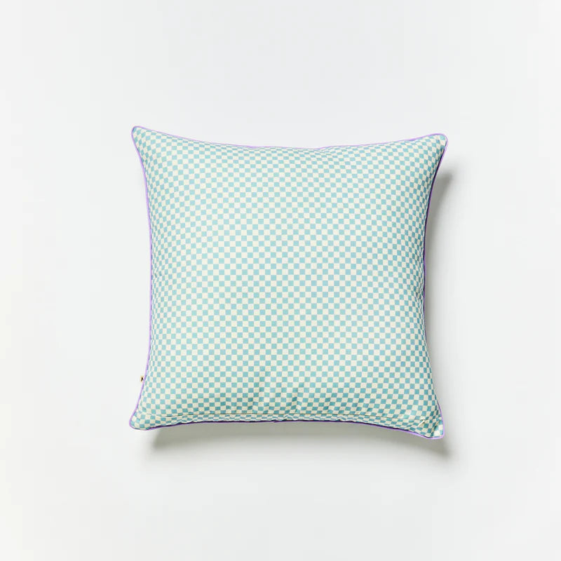 TINY CHECKERS OUTDOOR CUSHION 60cm in Powder Blue from Bonnie and Neil
