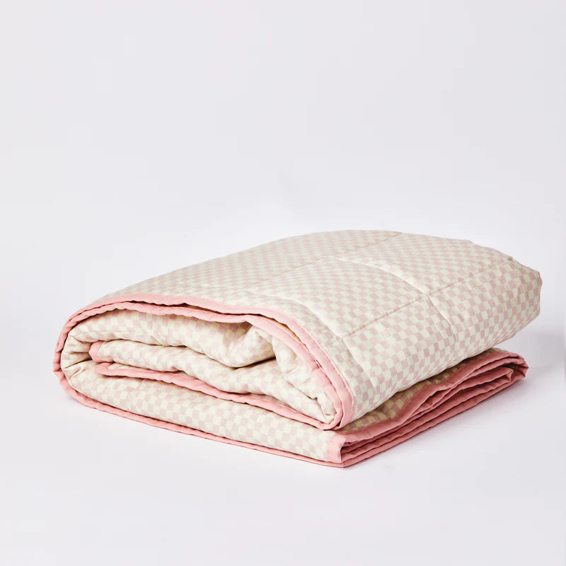 QUILTED THROW in Tiny Checkers Pink from Bonnie and Neil