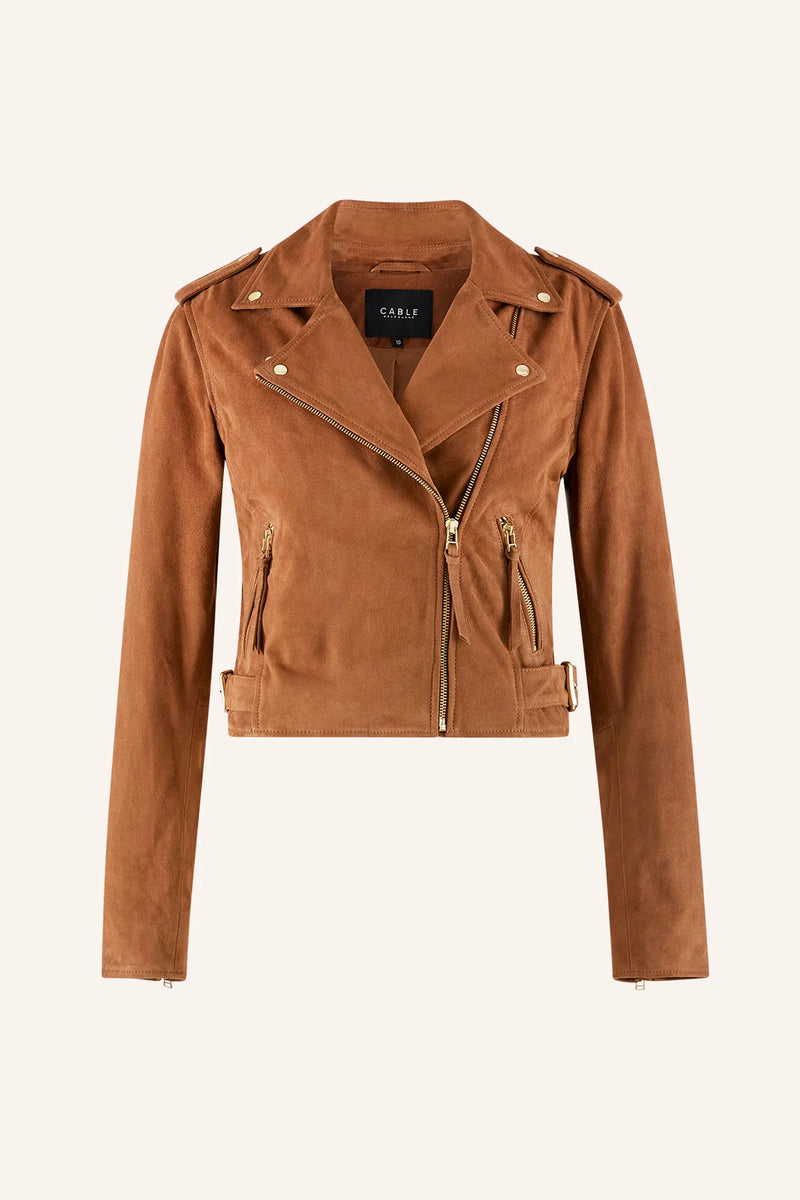 HENDRIX SUEDE BIKER JACKET in Rust from Cable Melbourne
