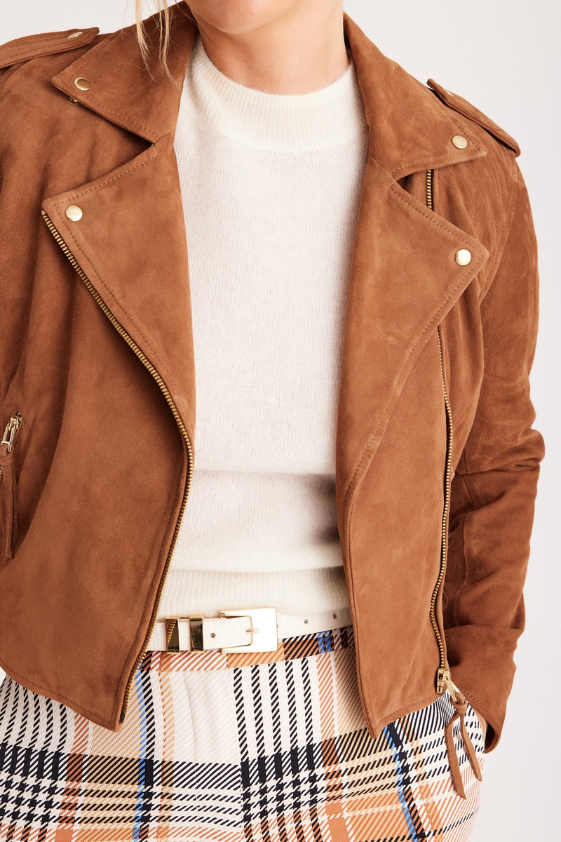 HENDRIX SUEDE BIKER JACKET in Rust from Cable Melbourne
