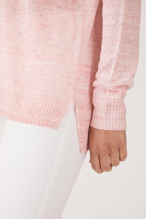 LINEN V JUMPER in Pale Pink from Cable Melbourne