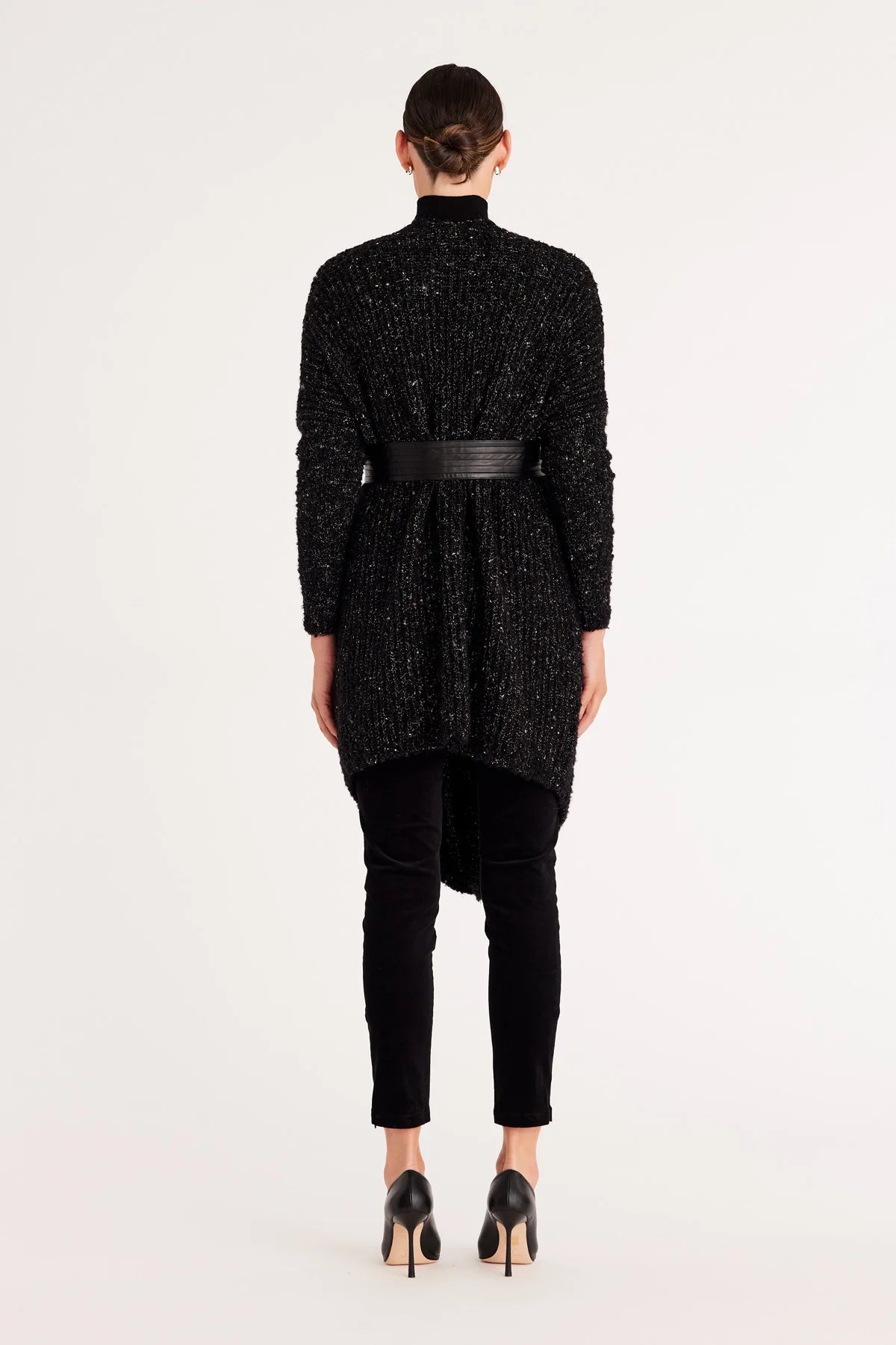 LIZA DRAPE CARDIGAN | Black Lurex