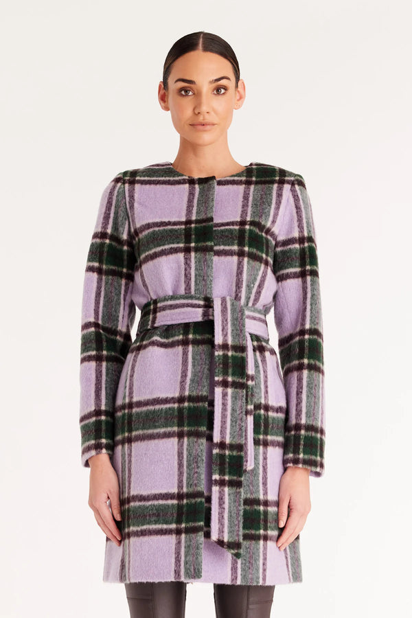 PIPER CHECK COAT in Lilac Check from Cable Melbourne