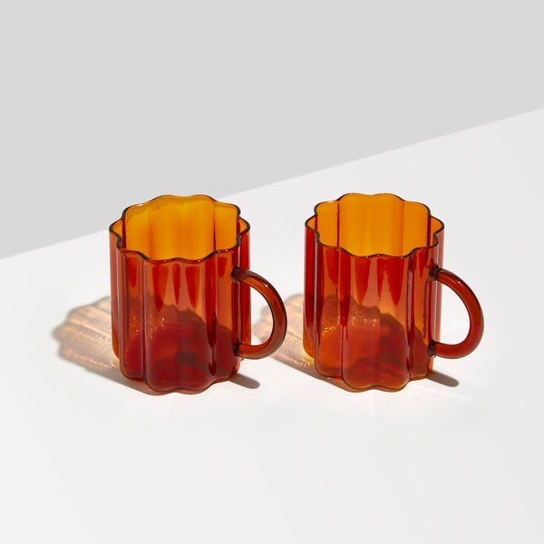 WAVE MUG in Set of 2 Amber from Fazeek