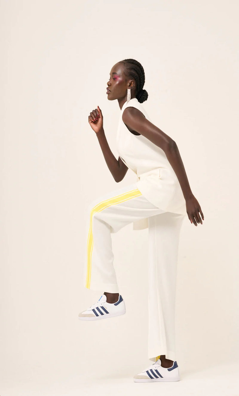 TAILORED TRACK PANT in Citron Tape from Le Stripe