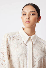 TALLITHA BRODERIE SHIRT in Alabaster from Oncewas