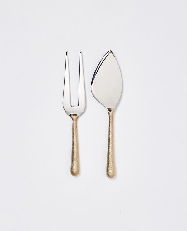 DANTE CHEESE KNIFE & FORK in Brass by Papaya Homewares