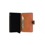 Secrid miniwallet in perforated cognac leather